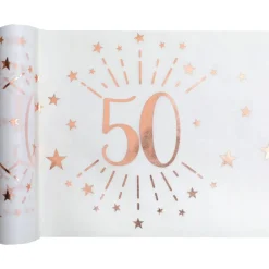 50 År Bordløper Hvit og Gullrosa