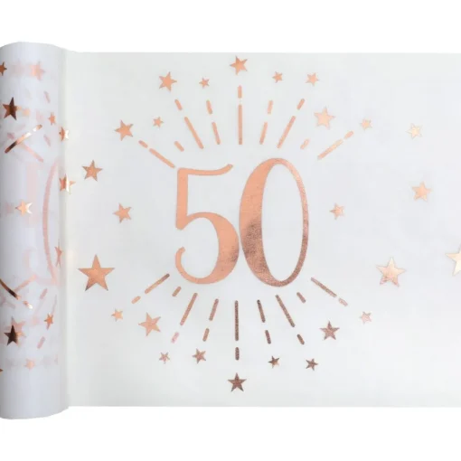 50 År Bordløper Hvit og Gullrosa