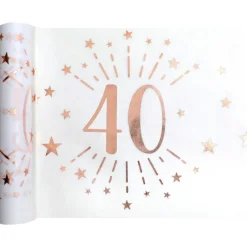 40 År Bordløper Hvit og Gullrosa