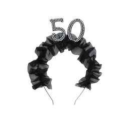 50 År Bursdag Perle Hårbøyle Svart