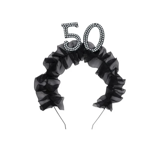 50 År Bursdag Perle Hårbøyle Svart
