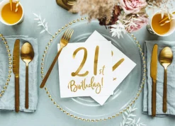 21 År Bursdag Servietter Gull og Hvit