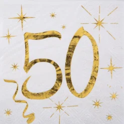 50 År Bursdag Servietter Gull