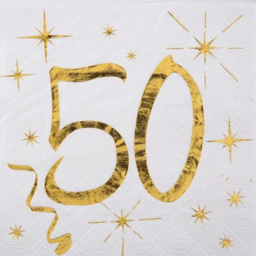 50 År Bursdag Servietter Gull