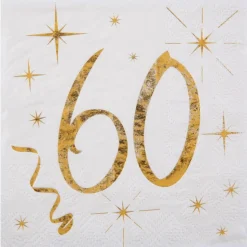 60 År Bursdag Servietter Gull