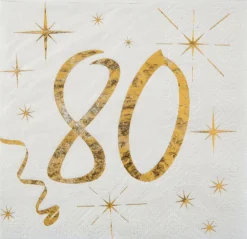 80 År Bursdag Servietter Gull