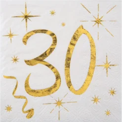 30 År Bursdag Servietter Gull