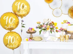 90 År Folieballong Gull