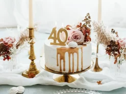 40 År Glitter Kakelys Gull
