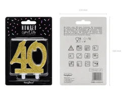 40 År Glitter Kakelys Gull