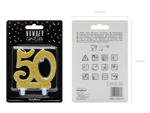 50 År Glitter Kakelys Gull