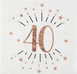 40 År Konfetti Servietter Gullrosa