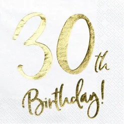 30 År Servietter Gull og Hvit