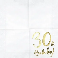 30 År Servietter Gull og Hvit
