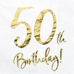 50 År Servietter Gull og Hvit