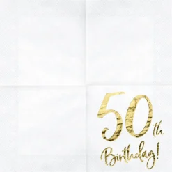 50 År Servietter Gull og Hvit