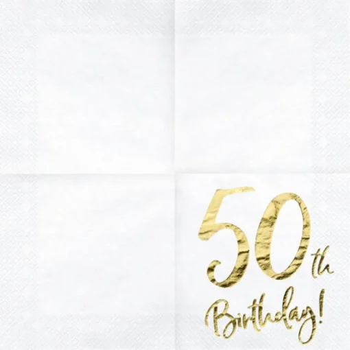 50 År Servietter Gull og Hvit