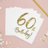 60 År Servietter Gull og Hvit