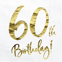 60 År Servietter Gull og Hvit