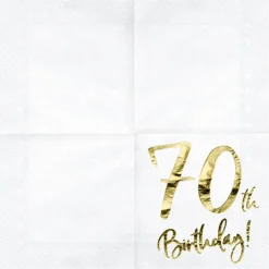 70 År Servietter Gull og Hvit