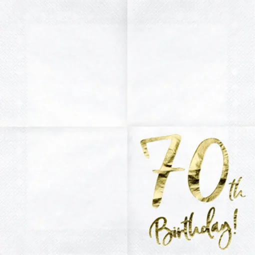 70 År Servietter Gull og Hvit