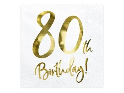 80 År Servietter Gull og Hvit