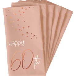 60 År Servietter Lush Blush Gullrosa