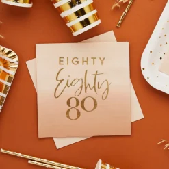 80 År Servietter Rosa