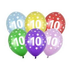 10 Års Metalliske Tall Latexballonger