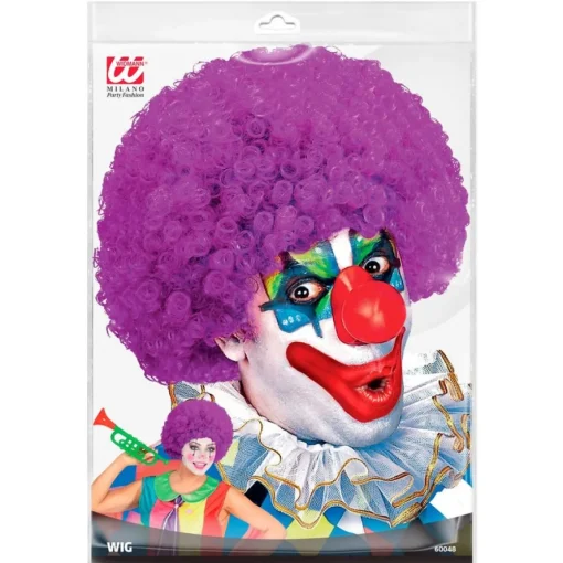 Afro Klovneparykk Lilla