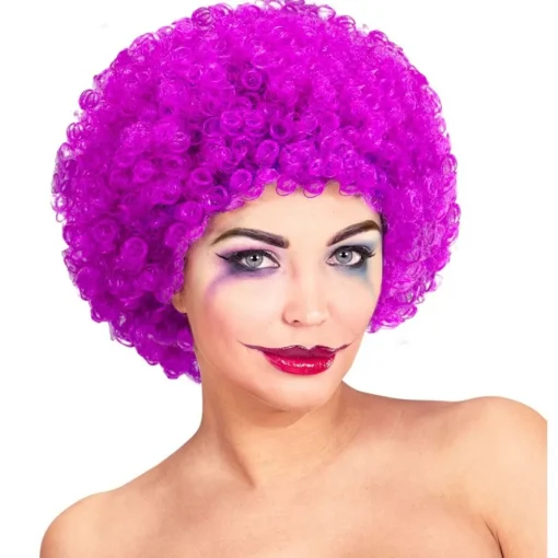 Afro Klovneparykk Lilla