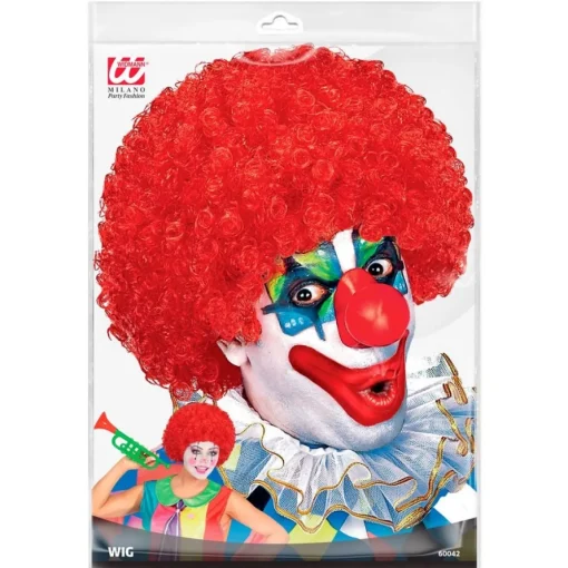 Afro Klovneparykk Rød
