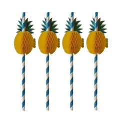 Ananas Papirsugerør Blå og Hvit