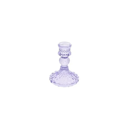 Antikk Glass Lysestake Lavendel