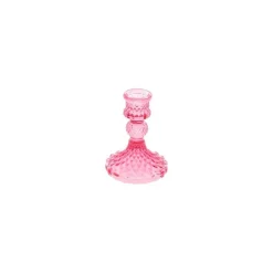 Antikk Glass Lysestake Rosa