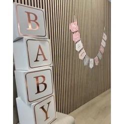 Baby Dekorasjon Klosser Hvit og Gullrosa