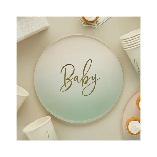 Baby Papptallerkener Ombre Grønn
