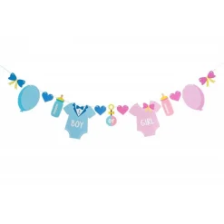 Babyklær Gender Reveal Girlander Lyseblå og Rosa