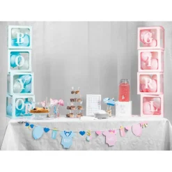 Babyklær Gender Reveal Girlander Lyseblå og Rosa