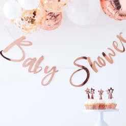 Babyshower Girlander Gullrosa