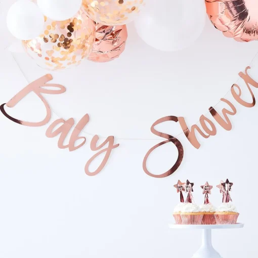 Babyshower Girlander Gullrosa