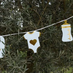 Babyshower Girlander Lyseblå og Gull