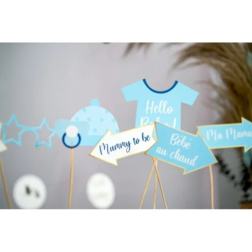 Babyshower Photobooth Selfie Props Lyseblå