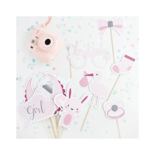 Babyshower Selfie Fotorekvisitter Lyserosa