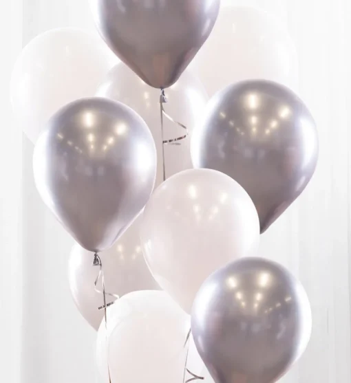 Ballongbukett Krom Sølv
