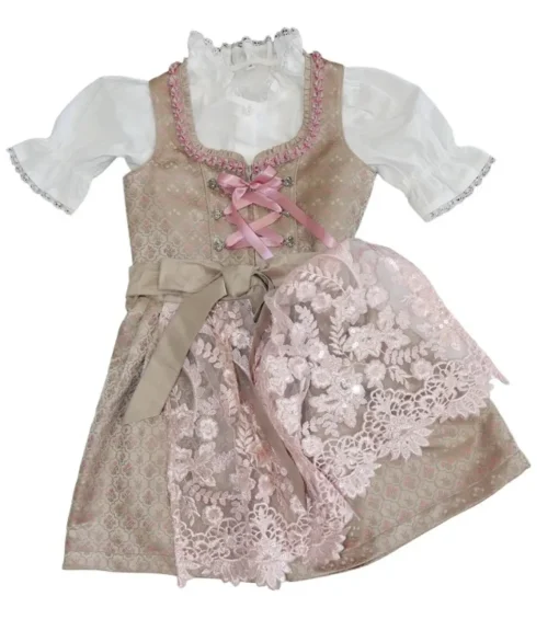 Barnedirndl Champagne og Lyserosa