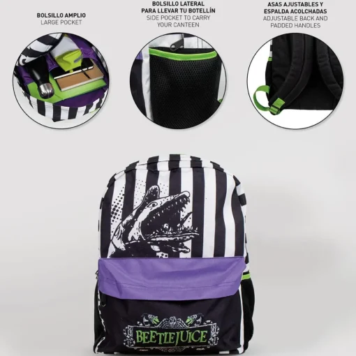 Beetlejuice® Stripete Ryggsekk Svart og Hvit
