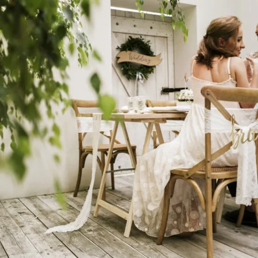 Blomstrete Blondebånd Bordløper Hvit