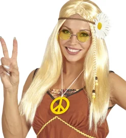 Blond Hippie Parykk med Blomst