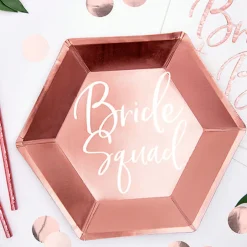 Bride Squad Papptallerkener Gullrosa